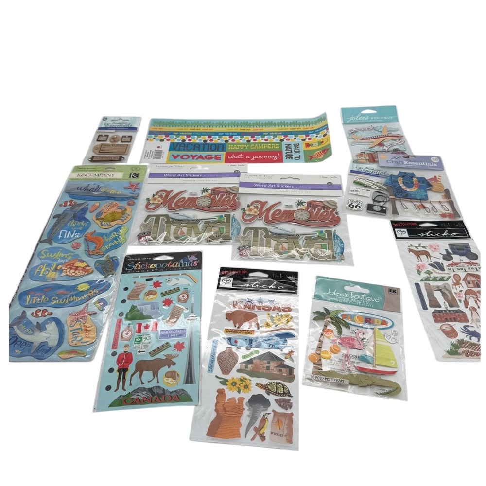 Travel Vacation Scrapbook Sticker Lot 12 Jolee's Sandylion Sticko 3D New
